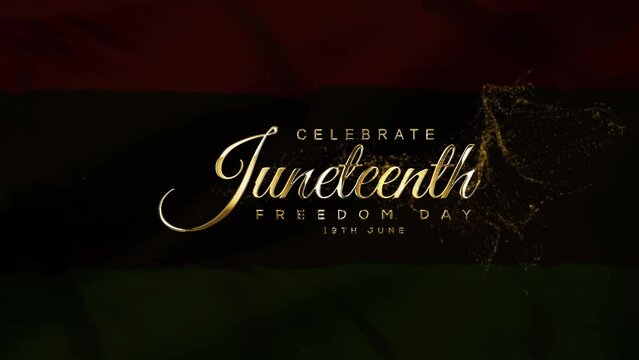 African American Freedom Day, Juneteenth Freedom Day Banner, June 19th Juneteenth Freedom Day Golden Text Animation Particulars Video