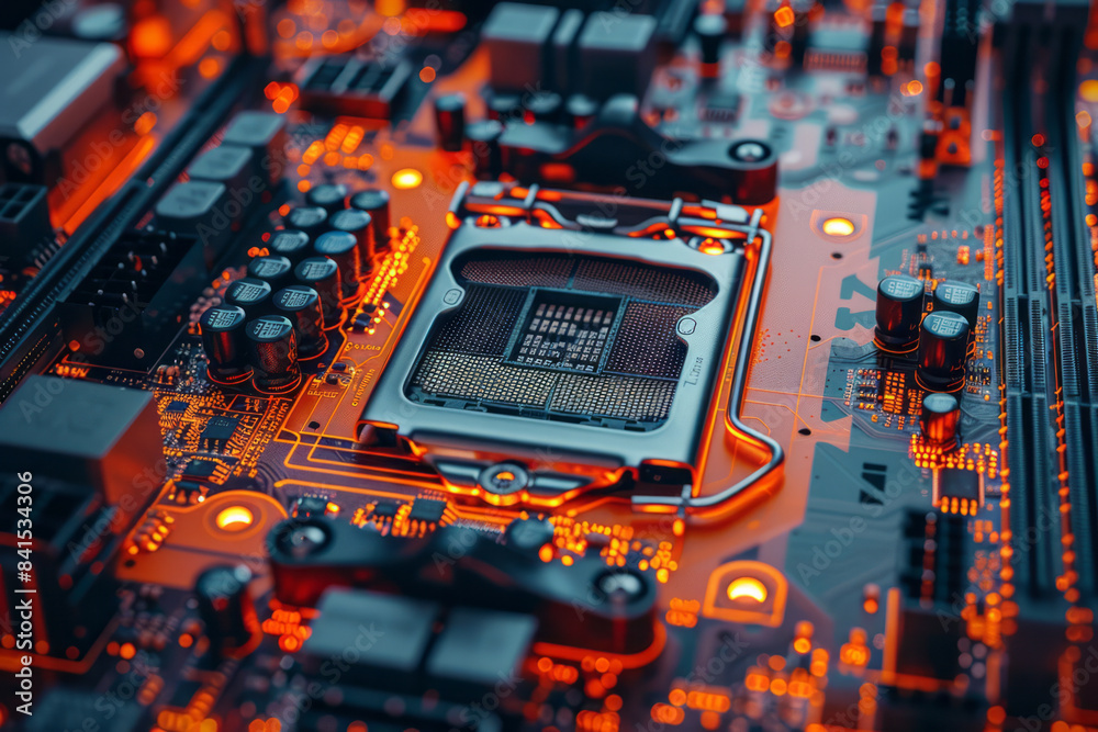 Aufkleber detailed visual of placing the motherboard inside a computer case,