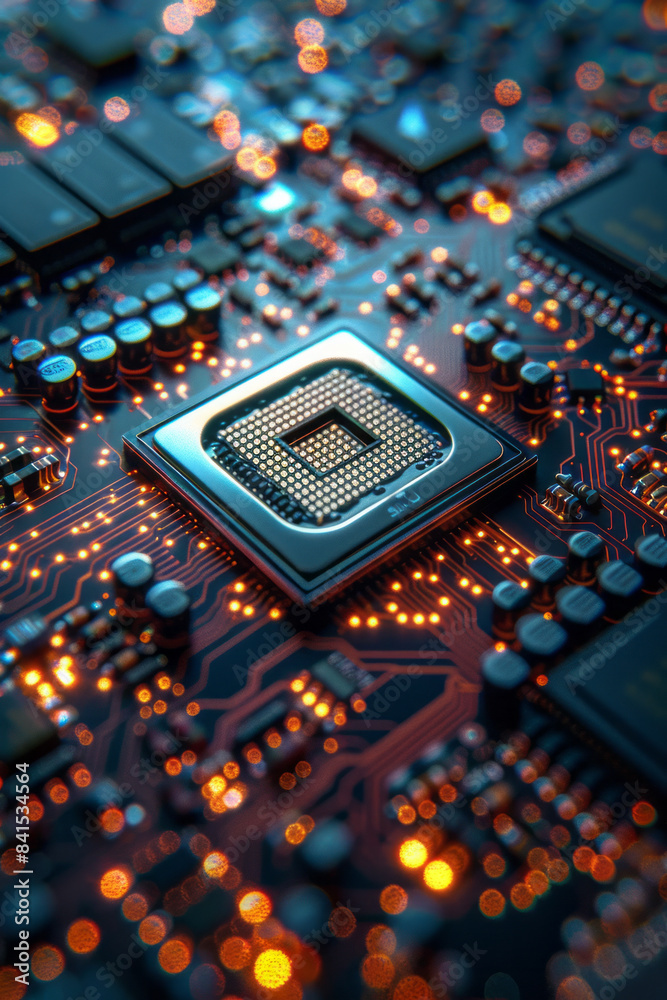 Poster Illustration showing the process of applying thermal paste to the central processing unit,