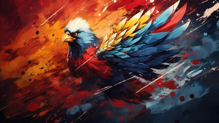 Eagle Background, Artistic Bird Wallpaper, Colorful Background, Flying Eagle, Majestic Pose