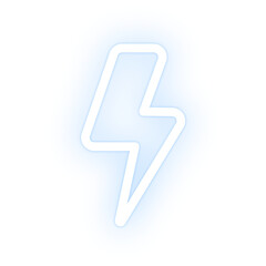 Lightning icon png white blue neon shape, transparent background