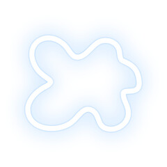 Blob shape icon png white blue neon shape, transparent background