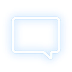 Speech bubble icon png white blue neon shape, transparent background