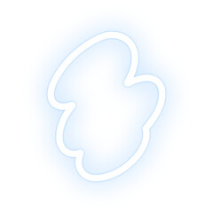 Blob shape icon png white blue neon shape, transparent background