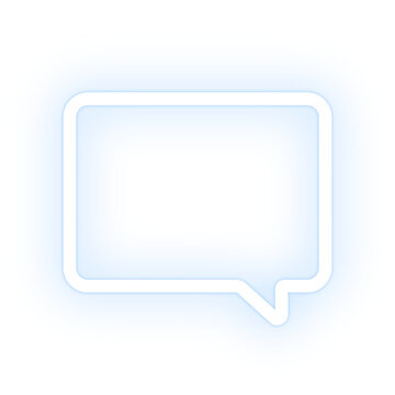 Speech bubble icon png white blue neon shape, transparent background