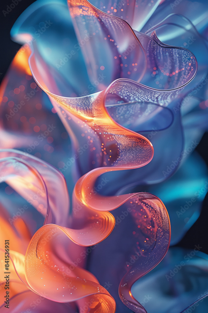 Poster Aqua intertwine featuring vibrant abstract digital patterns and fluid forms,