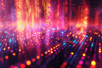 Fototapeta premium Abstract pixel glow designs highlighting modern digital typography,