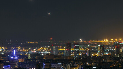 an airplanes landing timelapse at barcelona airport shot with a tele zoom lens