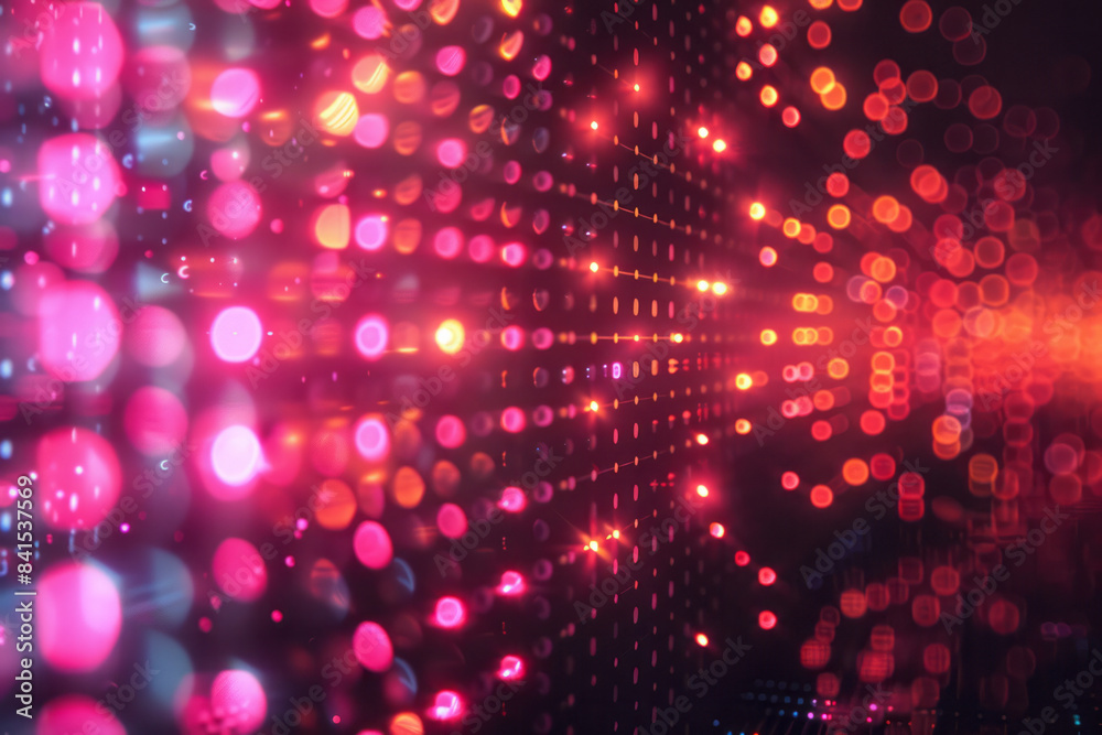Aufkleber modern digital typography showcasing abstract pixel glow patterns,