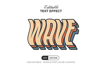 Wave Text Effect Retro Color Style. Editable Text Effect.