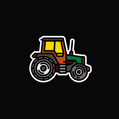 Original vector illustration. Contour icon of a tractor on wheels, for agricultural and industrial purposes.