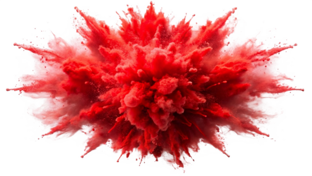 red color explosion isolated on transparent background