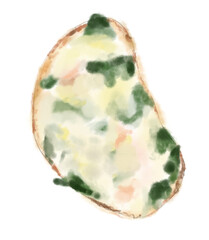 ほうれん草とお肉とチーズのオープンサンド手描きイラスト