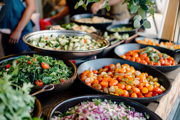 Obraz premium A table full of food with a variety of vegetables and fruits