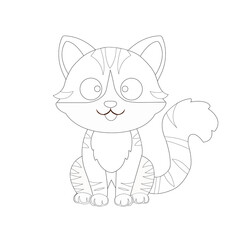 Simple cute cartoon cat coloring