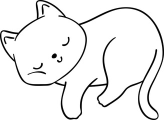 retro cat sleeping doodle outline