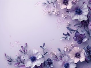 Elegant Floral Lace Frame Placed on Soft Lavender Background with Delicate Romantic Concept
