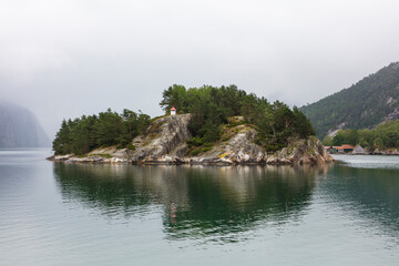 Norway Lysefjord view on a cloudy summer day