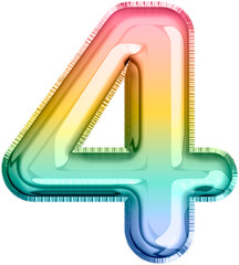 Obraz premium Rainbow Metallic Balloon Number 4