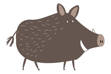 Wild boar png animal sticker doodle cartoon for kids