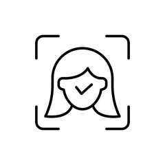 Face recognition outline icons, minimalist vector illustration ,simple transparent graphic element .Isolated on white background
