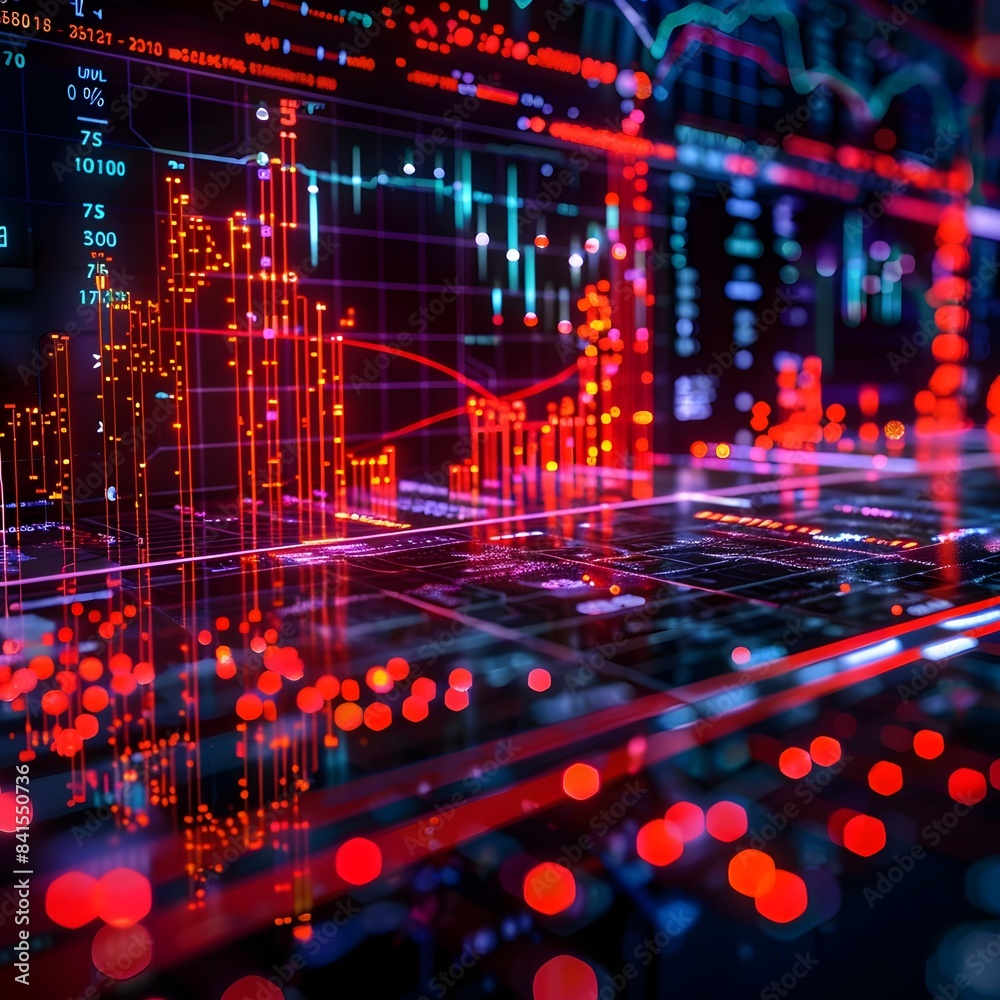 Poster ai driven financial trading with holographic charts and data driven insights for efficient and high 