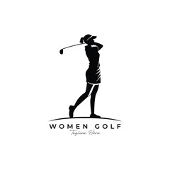 Women's golf sports silhoutte logo design - vector illustration, women's golf sports emblem design