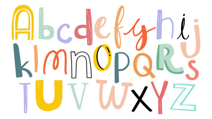 Alphabet png doodle typography font set