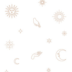Cute png celestial icons monoline drawing background
