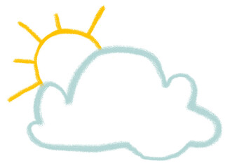 Png sun and cloud doodle journal sticker for kids