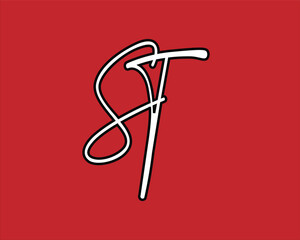ST vector logo monogram abstract alphabet  letter icon logo
