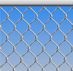 Fototapeta premium chain link fence wire mesh steel metal isolated on transparent background. Art design gate made. Prison barrier, secured property.