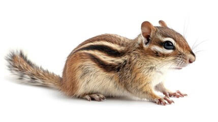 Eastern Chipmunk full body clearly photo on white background ,