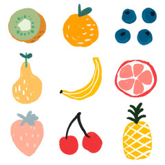 PNG fruit hand drawn sticker set