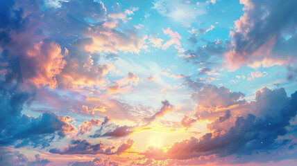 pastel watercolor of sky and a sunset