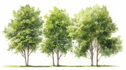 Tree with watercolor style isolated on white background