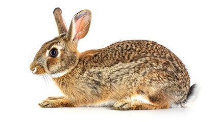 Obraz premium Eastern Cottontail full body clearly photo on white background ,