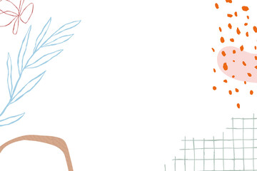 Obraz premium Pastel abstract floral png background transparent, line art style