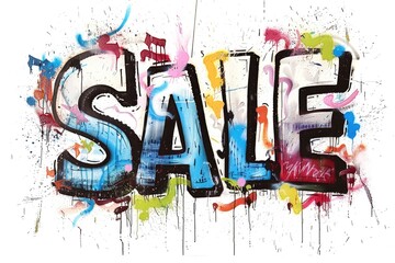 Colorful Graffiti-Style Sale Sign for Bold Promotions
