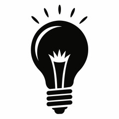 Fototapeta premium Light bulb black silhouette illustration