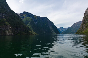 Fototapeta premium Norway Aurlang fjord on a cloudy summer day