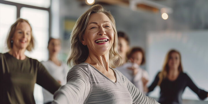 &Auml;ltere Frau nimmt an Tanzunterricht teil