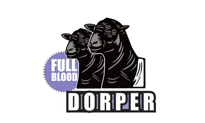 GREAT DORPER HEAD SHEEPS LOGO, silhouette of strong ewe face vector illustrations