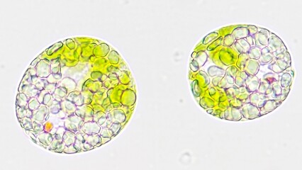 Freshwater protist, Euglena sp. Live cell. Selective focus