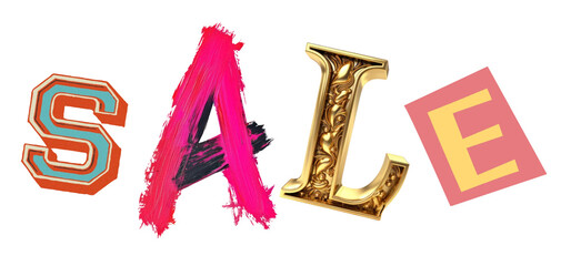 Sale word png diversify extreme font, transparent background