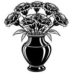 Carnation vase vector silhouette illustration