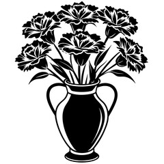 Carnation vase vector silhouette illustration