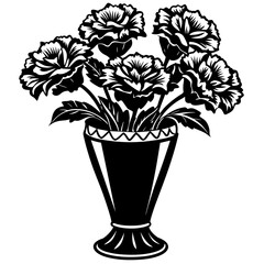 Carnation vase vector silhouette illustration