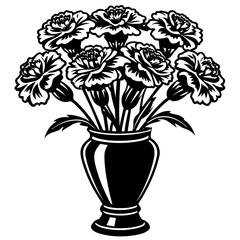 Carnation vase vector silhouette illustration