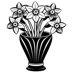 Daffodil vase vector silhouette illustration